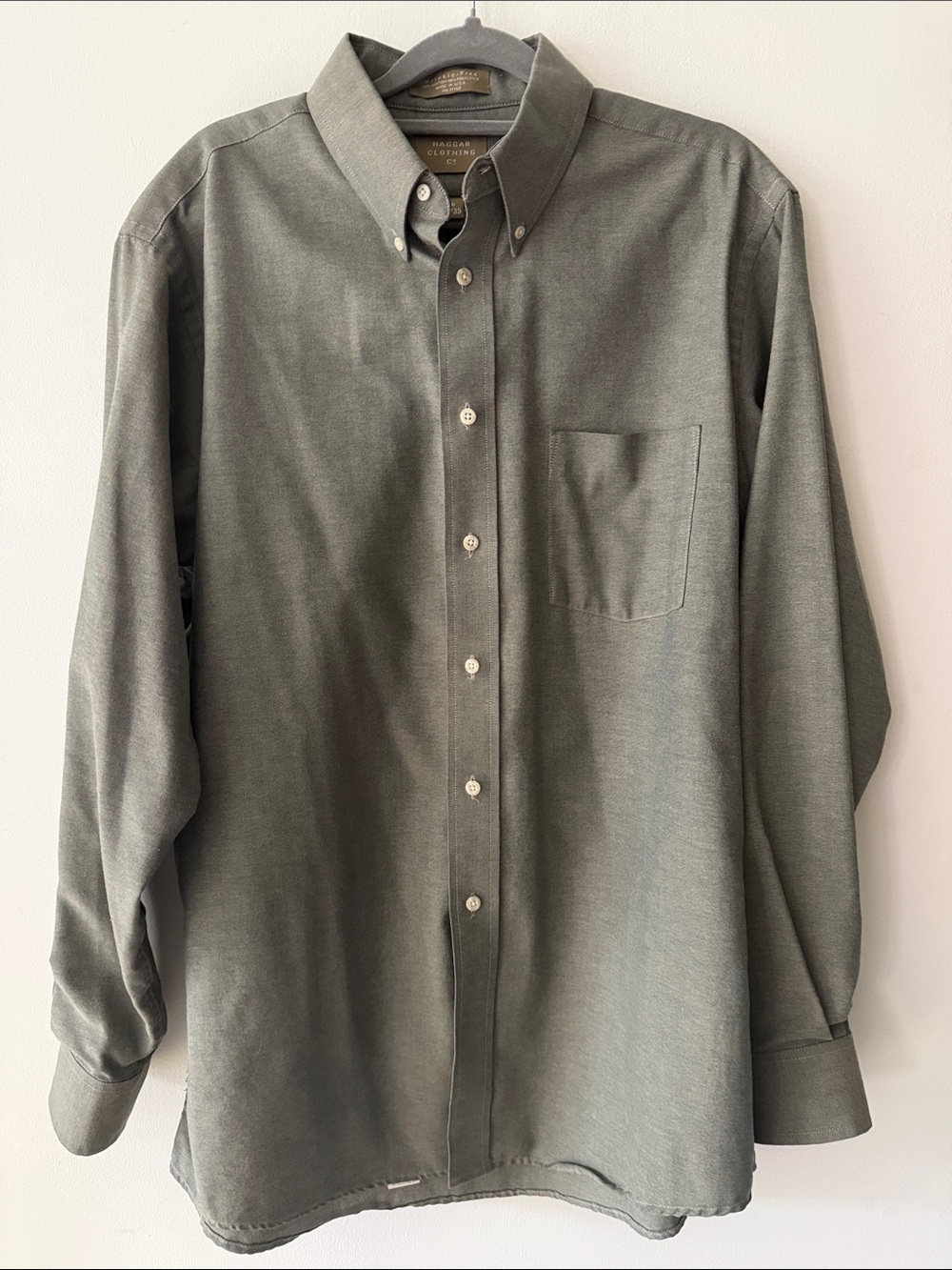Haggar Olive Green Long-Sleeve Button-Down Shirt